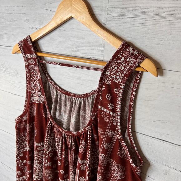 Natural Life Top Womens Size XS/S Rust Floral Paisley Bandana Print Tank Blouse - Picture 13 of 16